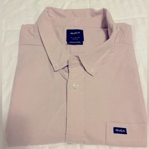 Men’s RVCA short sleeve, button up, pink, XL slim fit